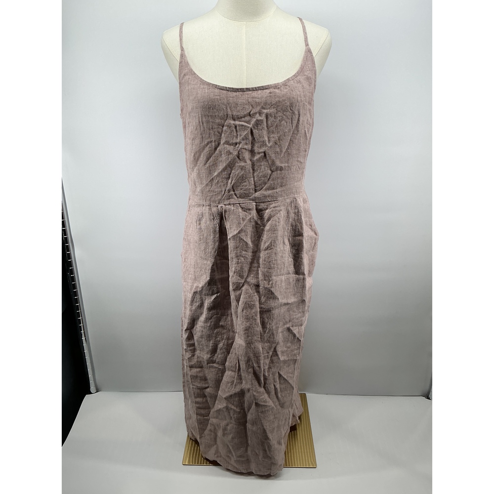 100% European Linen Scoop Neck Midi Dress